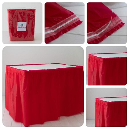 Orkidea jupe de table avec tulle - Fabriquée en Italie - Dimensions : 74 x 420 cm (rouge)