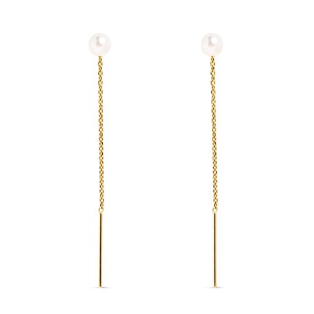 SINGULARU - Boucles d'oreilles Falling Pearl. Argent 925 avec finition plaqué or 18 kt. Sans fermoir. Bijoux pour femme