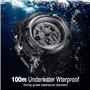 BANGLIN 10 ATM Lumineux Montre étanche de plongée sous-Marine Chronomètre Submersible, Supporte l'affichage du Double Fuseau Hor