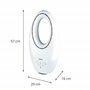 Jocca - Ventilateur Sans Pales avec Télécommande | Ventilateur Puissant et Silencieux | Lumière Nuit LED | 3 Vitesses | Commande