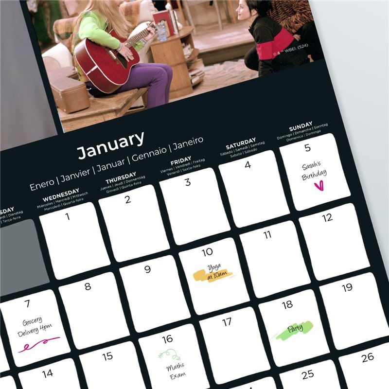 Grupo Erik Calendrier Mural 2025 BT21 – Format 30x60 Cm, Mensuel Janvier à Décembre, Illustrations K-Pop & Stickers Inclus