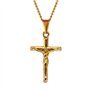 DVRK® Collier Croix Chretienne Homme 33 mm Résistante à l'Eau et à la Sueur - Chaine Or Homme 55 cm avec Base en Acier Inoxydabl