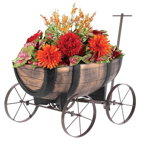 STREND PRO Chariot à fleurs en forme de tonneau de whisky