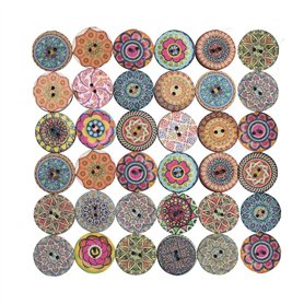 Qincling 100 pcs Boutons en Bois pour travaux manuels, 2,5 cm Assortis Vintage en Bois Rond Fleur Boutons Boutons décoratifs ave Qincling 100 pcs Boutons en Bois pour travaux manuels