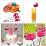 Cocktail Pailles,50 Pack Cocktail 3D Flamingo pailles Paille en Plastique pour Cocktail Boissons Tropicales Fête D'anniversaire 