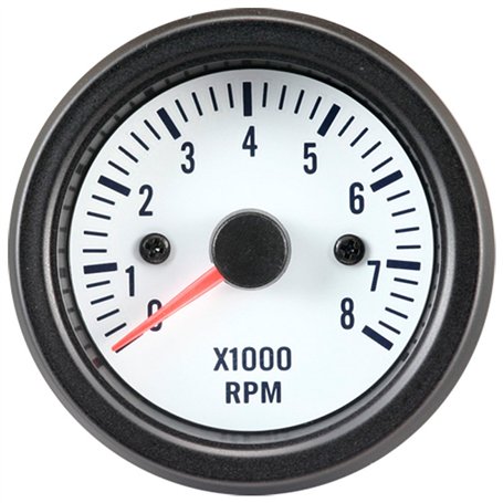 AUTO-STYLE Instrument Performance blanc classique compte-tours >8000rpm 2/3/4/5/6/8 cil. 52mm