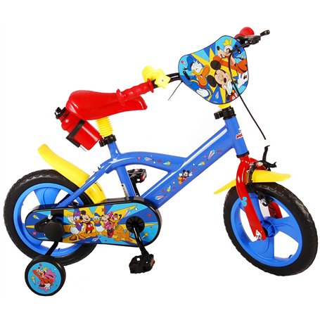albri Bici Bambino Di Da Pollici Vélo Enfant Mickey de 12" avec stabilisateurs latéraux et Gourde Bébé – garçon