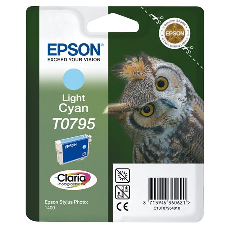 Epson C13T079540A0 Cartouche d'encre pour Stylus Photo 1400 Cyan clair