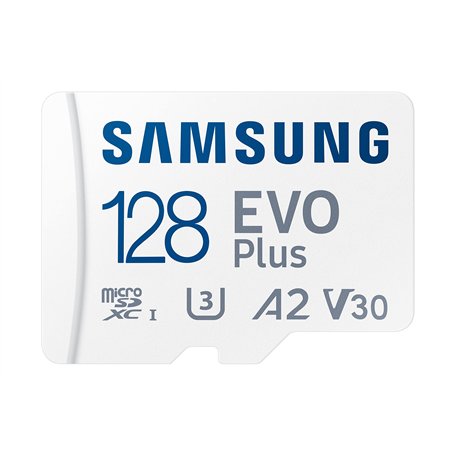 Samsung Carte mémoire microSD Evo Plus 128 Go SDXC U3 Classe 10 A2 130 Mo/s avec Adaptateur Version 2021 (MB-MC128KA/EU)