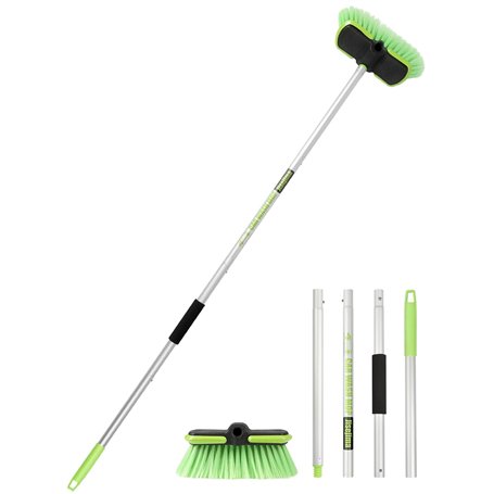 Jisejima Brosse Lavage Voiture PBT 60 "151cm Extensible Poignée Longue Brosse à Récurer de Détail de Poils Doux pour Voiture RV