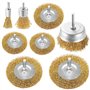Lot de 8 brosses métalliques avec revêtement en laiton pour perceuse et meuleuse - Tige de 6