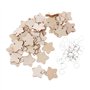 KerDejar Lot de 50 rondelles en bois en forme d'étoile avec 50 boucles en fer pour rappel d'anniversaire