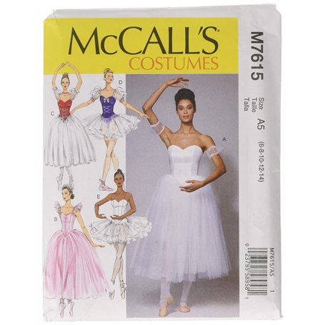 McCall's Patterns 7615 A5 Costume de Ballet pour Femme Tailles 34-42 Tissu Multicolore 17 x 0