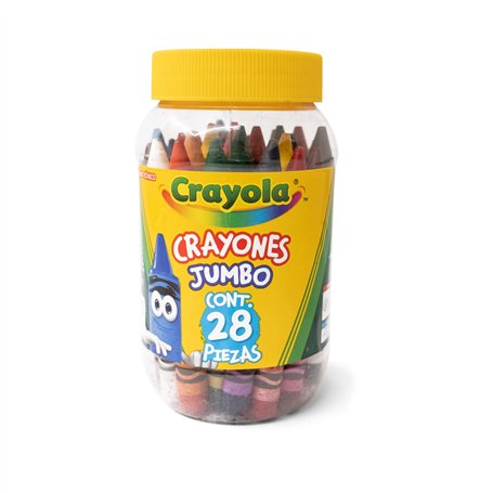 CRAYOLA- 28 Crayons Gras Format Jumbo en Pot refermable