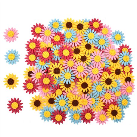 Liwein Fleurs en Feutrine Décoration Autocollant Tissus à Coudre Embellissements de Fleurs pour Créatifs Bricolage Artisanat Enf