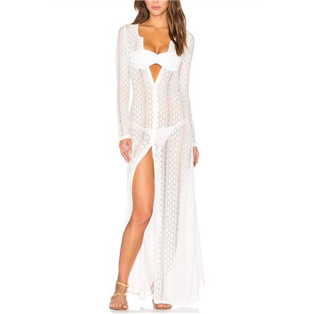 YOUKD Cardigan en Dentelle pour Femmes Voir à Travers la Robe Boho Kimono Long Robes de Plage de Maillot de Bain