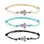 3 pièces boheme tissu cuir tortue bracelet de cheville kit,vintage réglable délicate textile cheville en cuir cordon bracelets c
