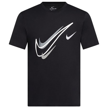 Nike Homme T Shirt Court T Shirt Mens Swoosh Logo Tee Short Sleeve Classic T Shirt Black DQ3944 010 New (Large)