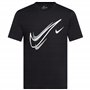 Nike Homme T Shirt Court T Shirt Mens Swoosh Logo Tee Short Sleeve Classic T Shirt Black DQ3944 010 New (Large)