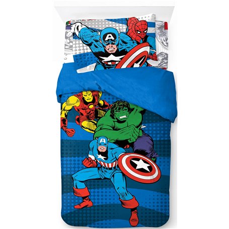 Jay Franco Marvel Comics Avengers 100% Coton Ensemble Lit Simple 3 Pièces – Collection Superhéros Comprend Housse de Couette