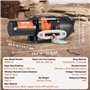 VEVOR Treuil Électrique VTT UTV Capacité de Traction 2041 kg 12 V CC, Corde Synthétique 12 Brins Φ 0,6x1188,7 cm, Guide-câble, T
