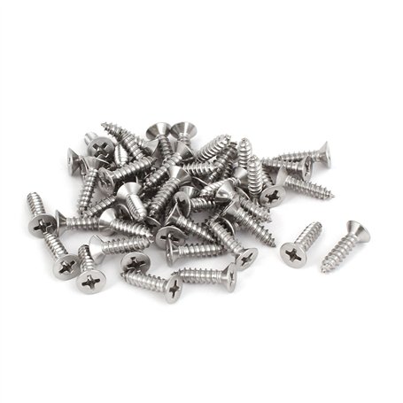 sourcing map M3.9x16mm 316 acier inox vis Cruciforme tête plate vis autotaraudeuses 50Pcs