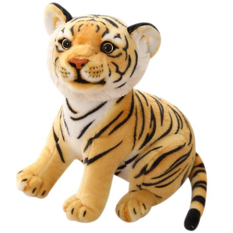 KNBMCAV 23cm Tigre Peluche Jouet Réaliste Tiger Jouet Bébé Peluche Tigre Poupée en Peluche Petit Tigre Animal en Peluche Tigre C