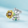Charme Tournesol pour Bracelet Pandora, Pendentif Ours en Argent 925, Bijoux pour Femme, Adolescente, Maman et Fille