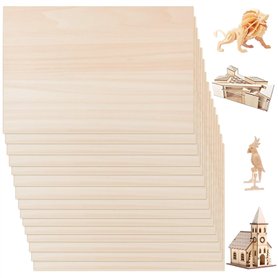 HEKOBAG Lot de 15 panneaux en bois contreplaqué 300 x 210 x 3 mm, feuilles de contreplaqué en bois de balsa pour pochoir, modéli HEKOBAG Lot de 15 panneaux en bois contreplaqué 300 x 210 x 3 mm