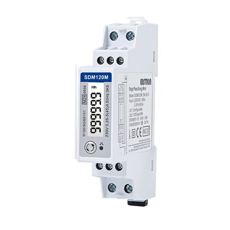 Compteur d'électricité monophasé Eastron SDM120 Modbus Rail DIN 45 Amp kWh Pulse Modbus RS485 RTU Écran LCD rétroéclairé numériq