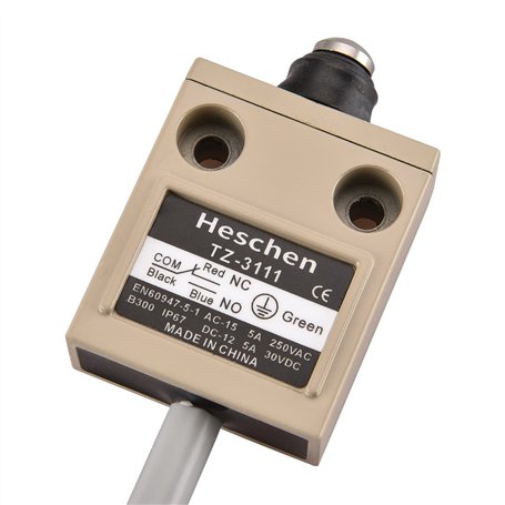 Heschen Commutateur de fin de course pré-câblé compact TZ-3111 avec piston étanche SPDT NO + NC momentané AC 250 V 5 A IP67 étan