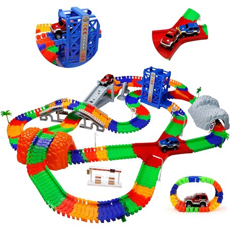 Circuit Voiture Enfant 309 Pcs Flexible avec Ascenseur Automatique Jouet Enfant 3 4 Ans Circuit Voiture Electrique Cars Jouet Ca