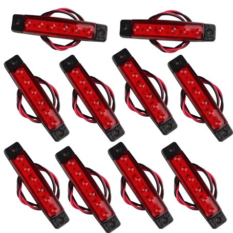 Futheda Lot de 10 Feux de Position latéraux 12 V 6 SMD LED pour remorque