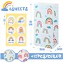 24pcs Sac Cadeau Papier 18x9x5cm Pochette Cadeau Arc-en-ciel Sachets à Bonbons Biscuit avec Autocollants Emballage Cadeau pour A