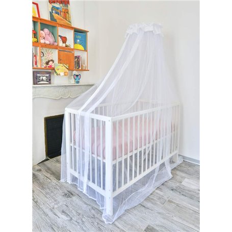 Moustiquaire Ciel de lit bébé TRANQUILISAFE® et son support universel