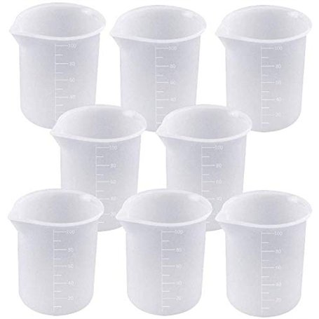 VOARGE Lot de 8 gobelets doseurs en silicone de 100 ml - Gobelet doseur en plastique - Pour le bricolage