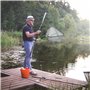 Sporgo Épuisette pliable rétractable : 130 cm - Épuisette triangulaire avec sac de rangement - Épuisette de pêche portable pour