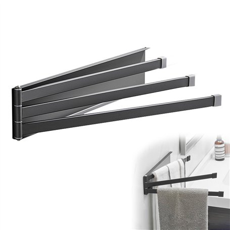 Seche Serviette Salle De Bain Aucun Perçage n'est Nécessaireporte-Serviettes Mural à Trois Bras avec Trois Barres Pivotantes à 1