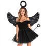 Ailes d'ange CostumeNoir, Ailes D'ange et Auréole D'ange pour Femme,Ailes D'ange Costume de Fête Pour Carnaval, Halloween