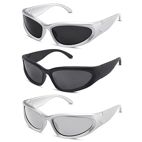 Bacxzomx 3pcs Lunette de Soleil Vintage pour Homme Femme