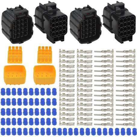 WMYCONGCONG Lot de 2 kits de connecteurs électriques étanches à 16 broches pour voiture automobile (16 broches)
