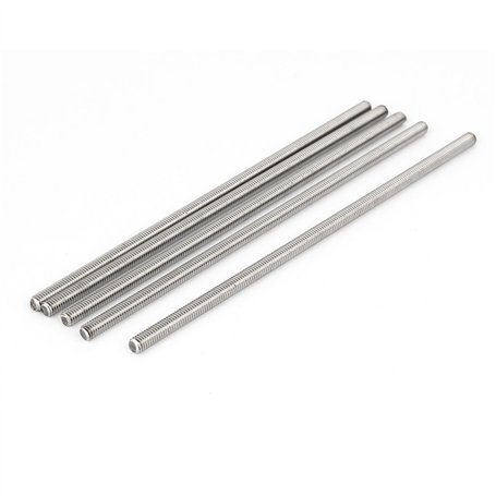 sourcing map Tige Filetée M6x180mm Acier inox 304 tige entièrement filetée 5Pcs Argenté