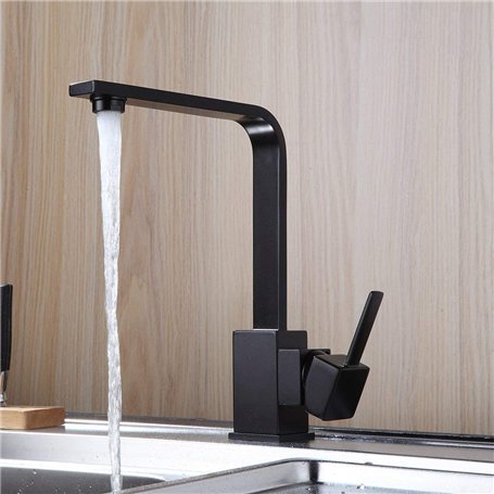 AIMADI Robinet de Cusine Noir 7-Forme Bec Haut Flexible Robinet Mitigeur Evier pour Cuisine en Acier Inox Finition Noire Robinet