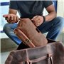 RUSTIC TOWN Trousse de Toilette en Cuir pour Homme, Trousse de Rasage de Voyage, Trousse de Toilette, Trousse de Maquillage pour