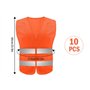 Hitopin 10 Pièces Gilet Réfléchissant de Sécurité Haute Visibilité pour Voiture, Conducteurs et Travailleurs Unisexe, Orange
