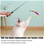 Canne à pêche pour chat de 77 cm - Jouet interactif pour chat - Bâton de jeu avec plumes, cloches et plumes