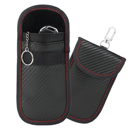 Lot de 2 Pochettes Anti RFID Clé Voiture Portable – Pochette en Fibre de Carbone – Protection Antivol Anti Piratage de Télécomma