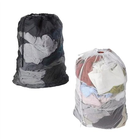 2 Pièces Blanc et Noir Filet à linge pour machine à laver réutilisable avec cordon de serrage