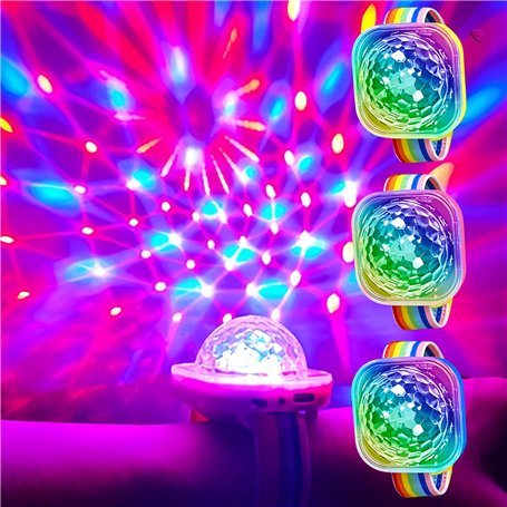 Lot De 3 Mini Boule Disco Usb Lumière De Fête