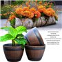 Hidyliu Pot de Fleur tonneau Bois Decoration Grand de Jardin en résine Imitation tonneau de Bois de décoration de la Maison Styl